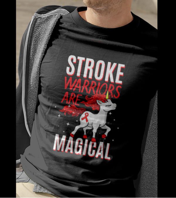 Stroke Warriors Are Magical Unicorn Red T-Shirt