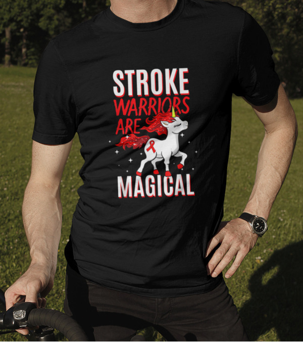 Stroke Warriors Are Magical Unicorn Red T-Shirt