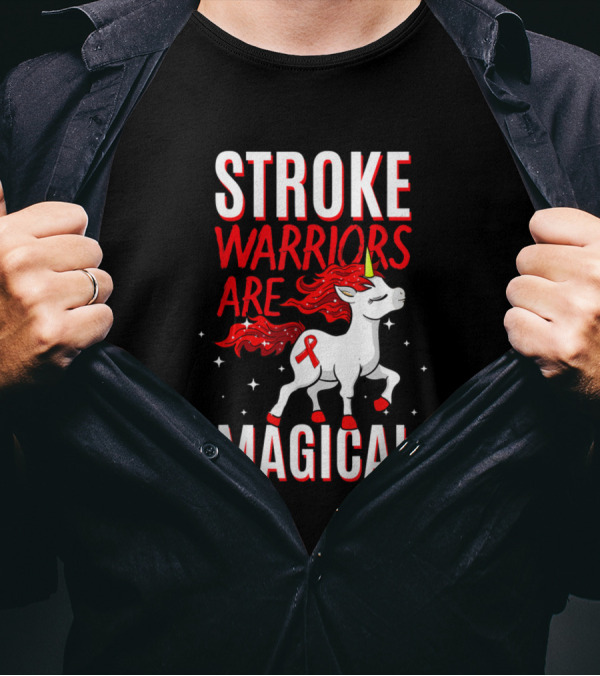 Stroke Warriors Are Magical Unicorn Red T-Shirt