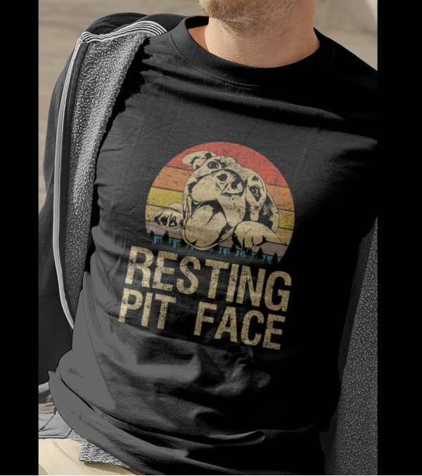 Resting Pit Face Funny Vintage Pitbull Love T-Shirt