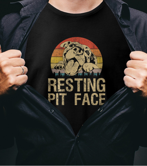 Resting Pit Face Funny Vintage Pitbull Love T-Shirt