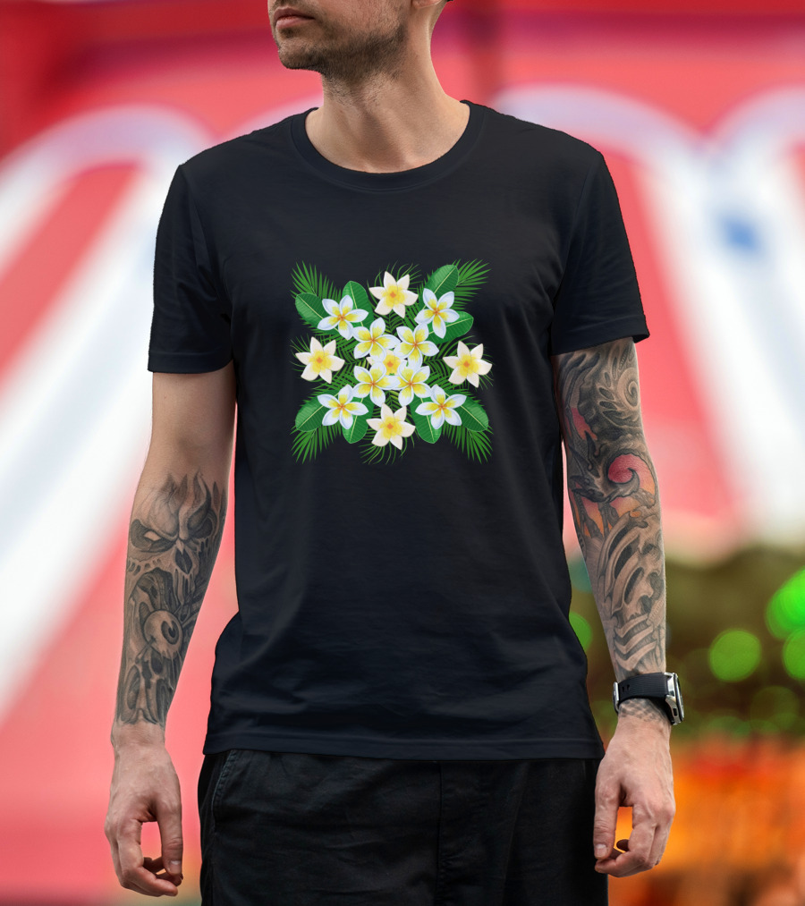 White Flowers Bouquet with Green Leaves T-Shirt