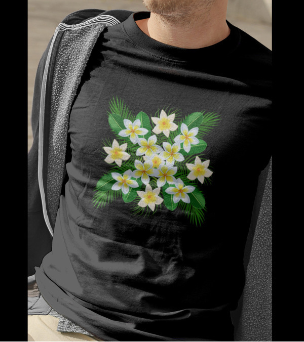 White Flowers Bouquet With Green Leaves T-Shirt