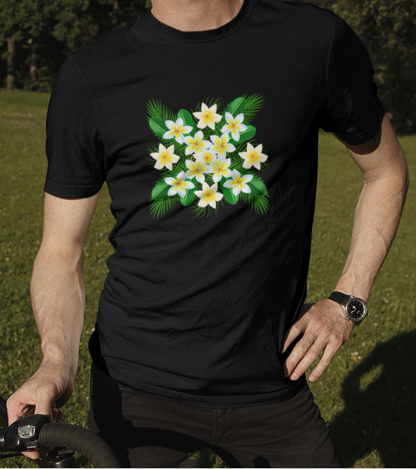 White Flowers Bouquet With Green Leaves T-Shirt
