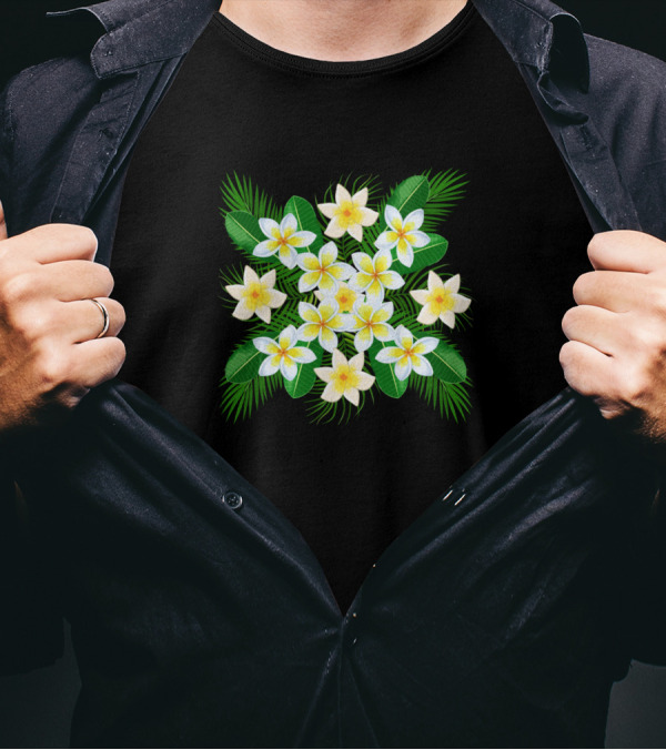 White Flowers Bouquet With Green Leaves T-Shirt