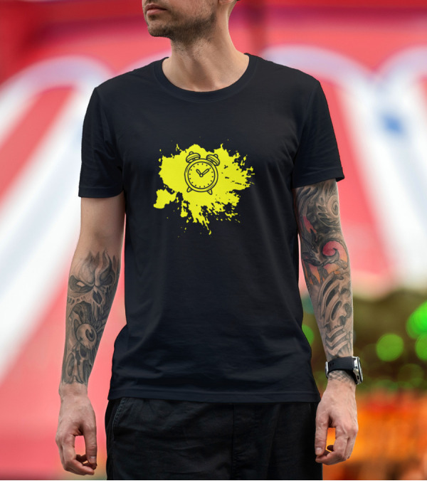 Premium T-Shirt: Zero O At Night Yellow Clock Splash T-Shirt Zero O At Night Yellow Clock Splash T-Shirt