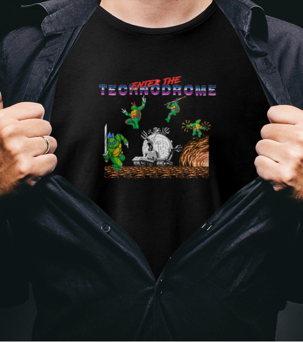 Enter The Technodrome Teenage Mutant Ninja Turtles Retro Gaming Battle T-Shirt