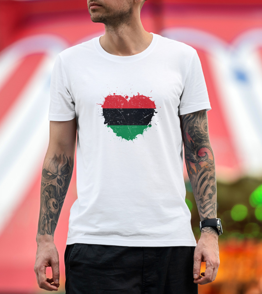 Pan-African Heart Symbol with Red Black Green Flag Colors T-Shirt