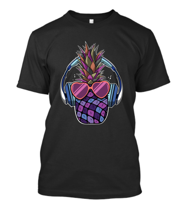 Cool Pineapple Vibes Headphones Heart Glasses T-Shirt