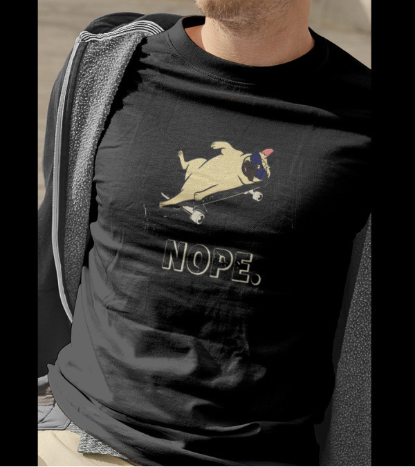 Nope Lazy Funny Pug Dog On Treadmill With Sunglasses T-Shirt