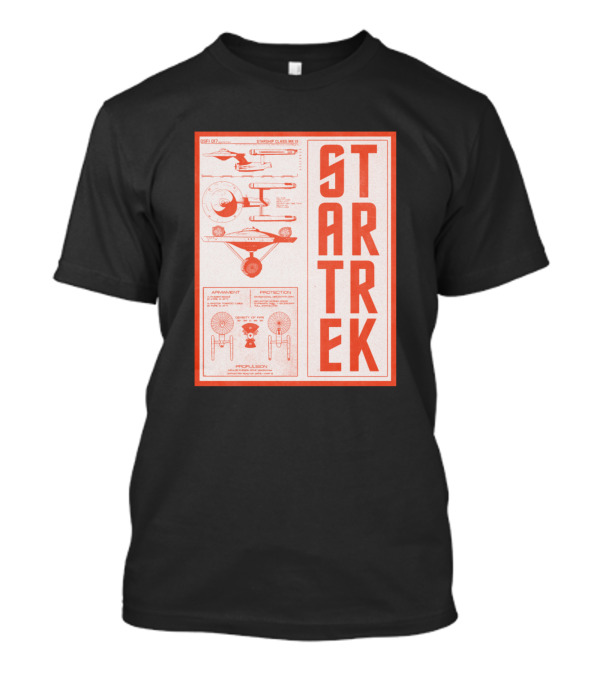 Star Trek Constitution Class MK IX Spaceship Schematic Diagram T-Shirt