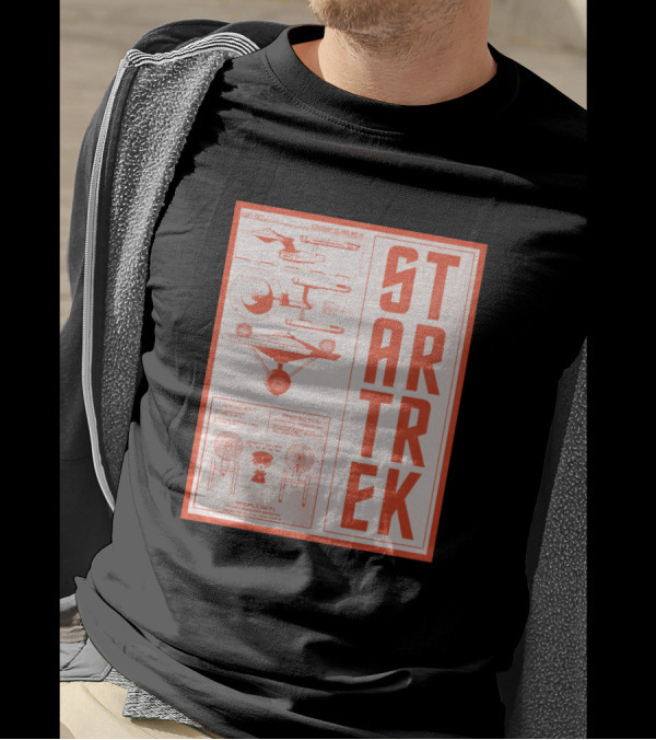 Star Trek Constitution Class MK IX Spaceship Schematic Diagram T-Shirt