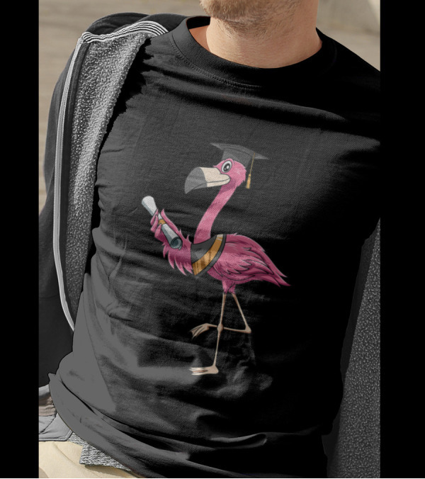 Graduating Flamingo With Cap And Diploma T-Shirt