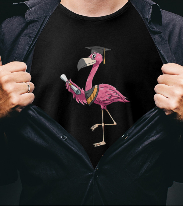 Graduating Flamingo With Cap And Diploma T-Shirt