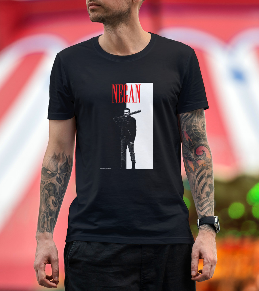 NEGAN Walking Dead Character Poster Black and White with Bat T-Shirt