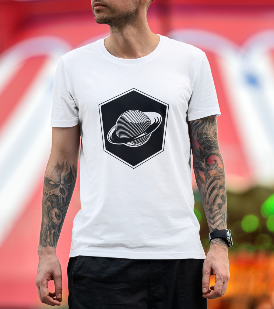 Outer Space Saturn Hexagonal T-Shirt