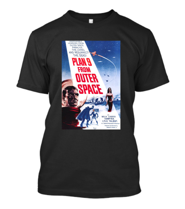 Plan 9 From Outer Space Movie Poster Bela Lugosi Vampira Lyle Talbot UFO Horror Sci-Fi Classic T-Shirt