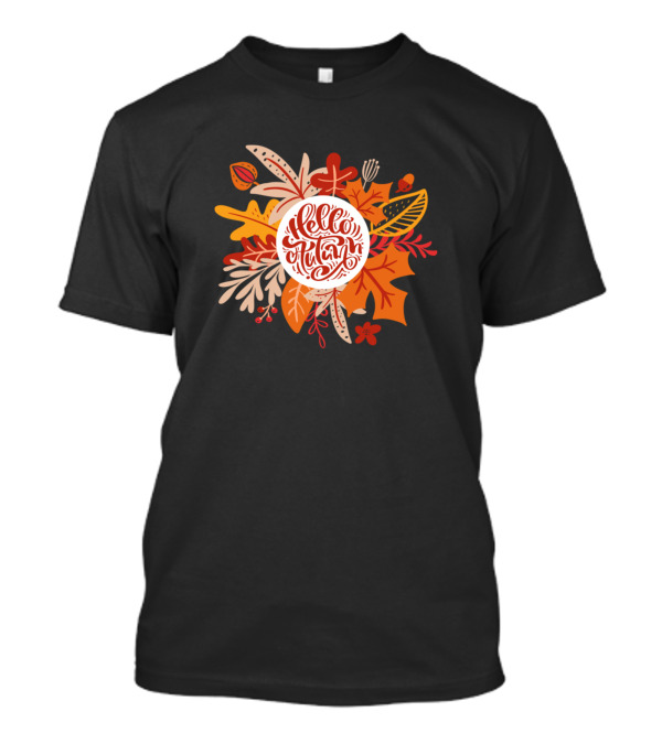 Thanksgiving Hello Autumn Welcome Fall Leaves And Acorns T-Shirt