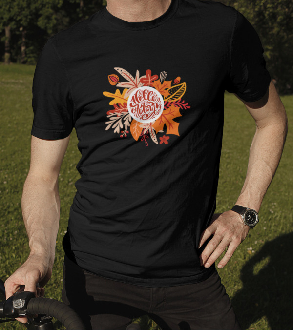 Thanksgiving Hello Autumn Welcome Fall Leaves And Acorns T-Shirt