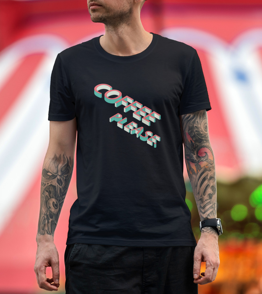 Simple Retro Isometric Coffee Please T-Shirt