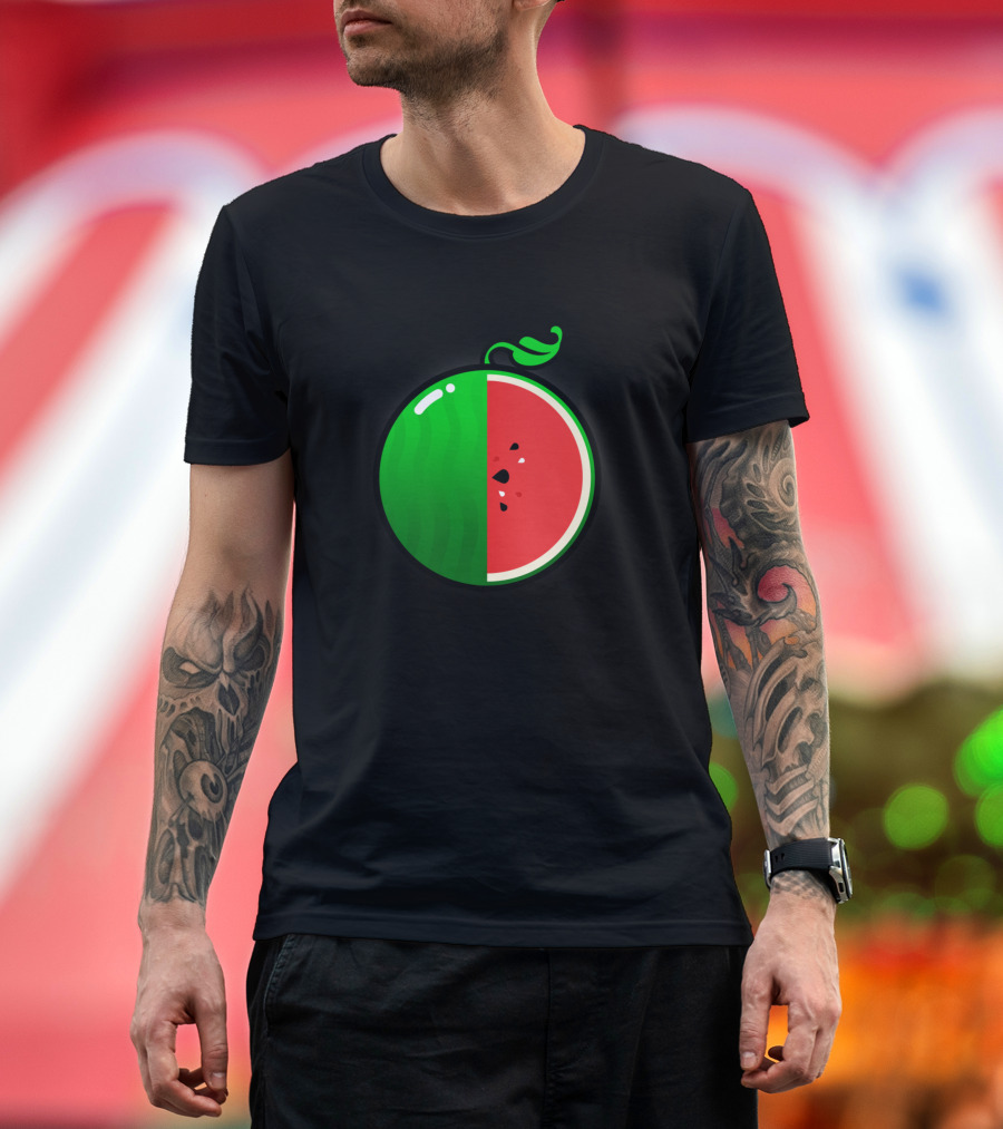 Cute Round Watermelon Cartoon Fruit T-Shirt