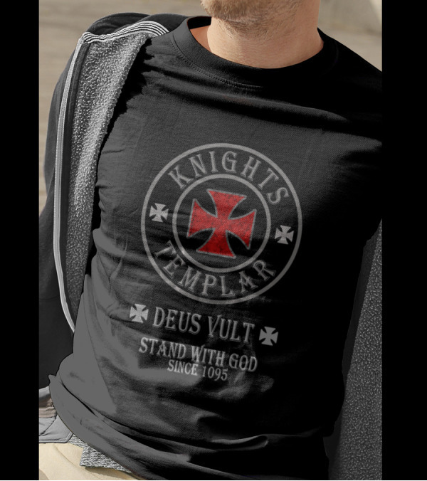 Knights Templar Deus Vult Stand With God Since 1095 Cross T-Shirt