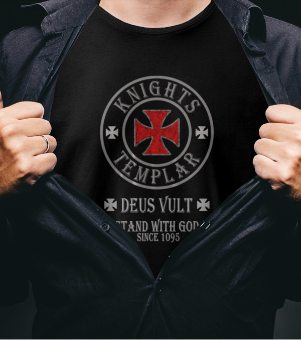 Knights Templar Deus Vult Stand With God Since 1095 Cross T-Shirt