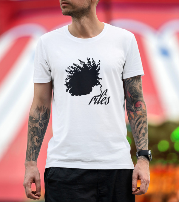 Premium T-Shirt: Riles Dark Silhouette with Text Elements T-Shirt Riles Dark Silhouette with Text Elements T-Shirt