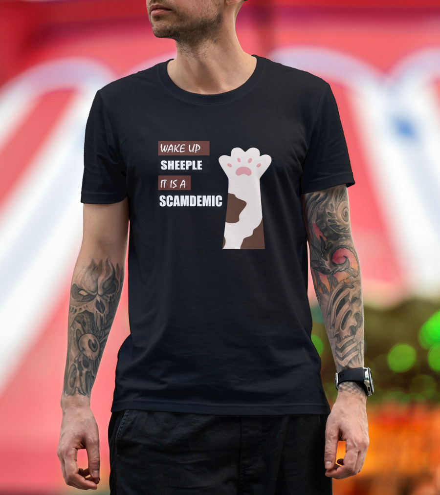 Wake Up Sheeple It Is A Scamdemic Paw Prints T-Shirt