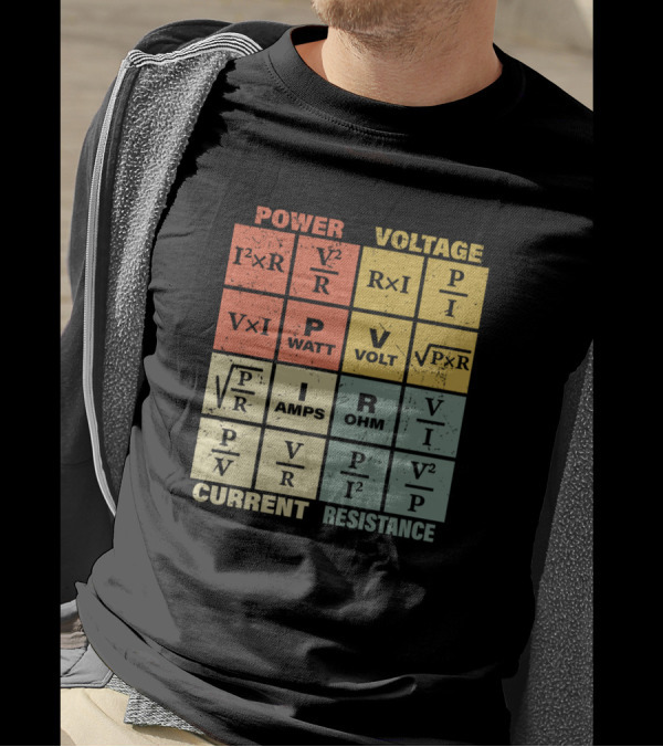Ohms Law Power Voltage Current Resistance Electrical Electronics Engineer T-Shirt