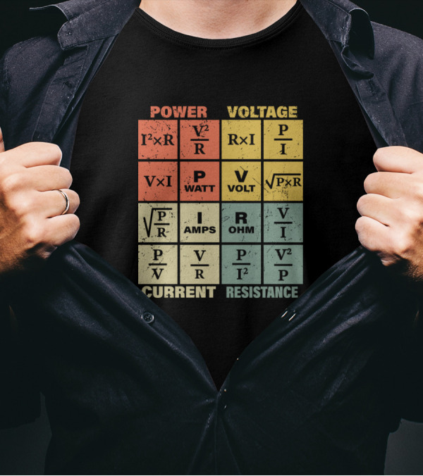 Ohms Law Power Voltage Current Resistance Electrical Electronics Engineer T-Shirt
