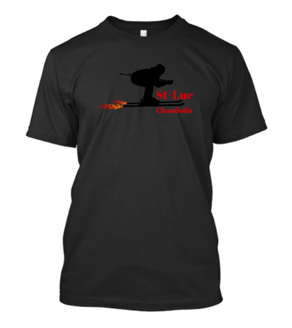 St Luc Chandolin Ski Switzerland Skiier With Flames T-Shirt