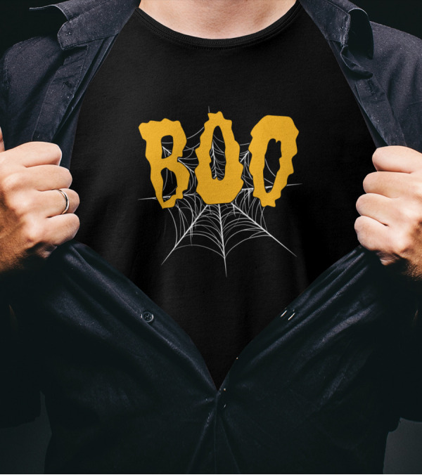 Boo Halloween Spiders Web Ghost Trick Or Treat Spooky Night T-Shirt