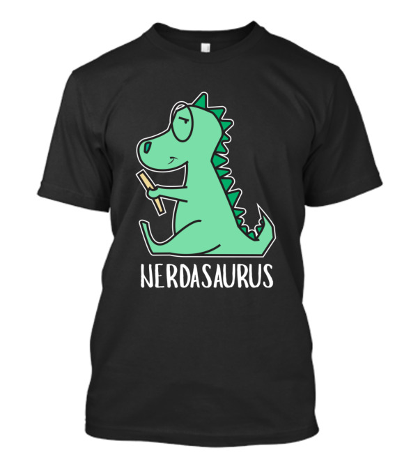 Nerdasaurus Nerd Dinosaur Holding Pencil T-Shirt