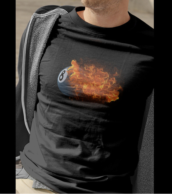 Billiards 8 Ball Pool Fire Burst T-Shirt