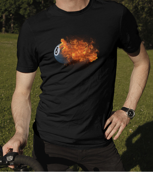 Billiards 8 Ball Pool Fire Burst T-Shirt