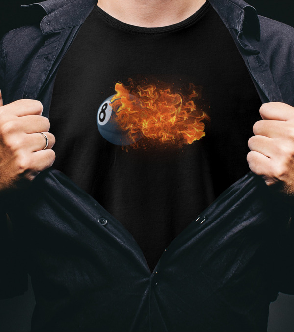 Billiards 8 Ball Pool Fire Burst T-Shirt
