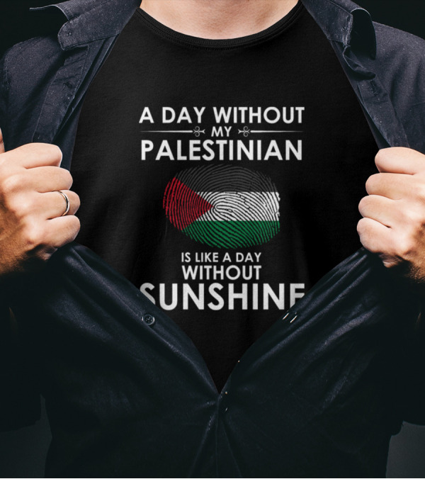 A Day Without My Palestinian Is Like A Day Without Sunshine Fingerprint Flag T-Shirt