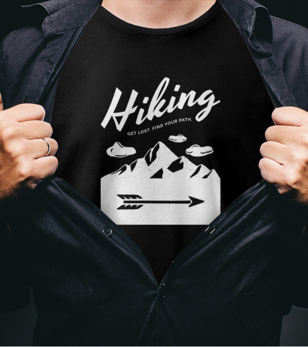 Hiking Get Lost Find Your Path Vintage Mountain Adventure Arrow T-Shirt
