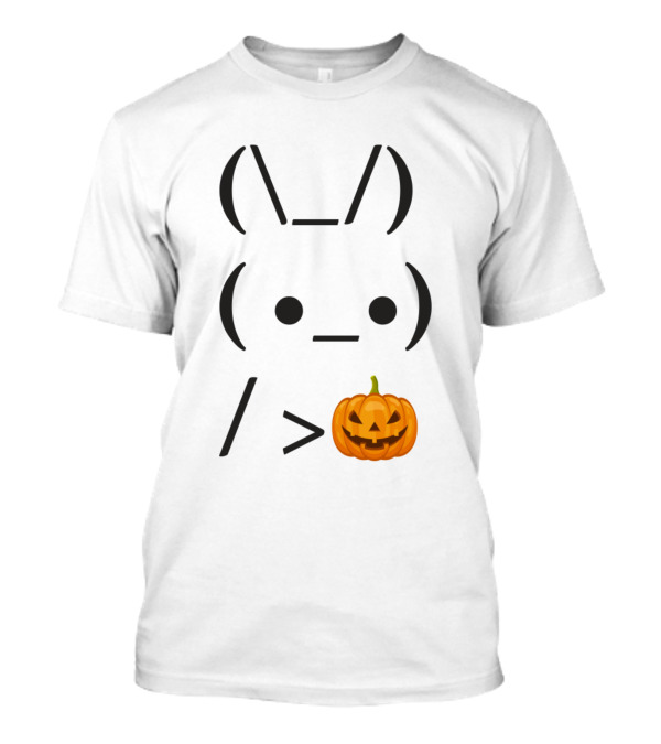 Ascii Bunny Holding Pumpkin Rabbit Art Trend T-Shirt