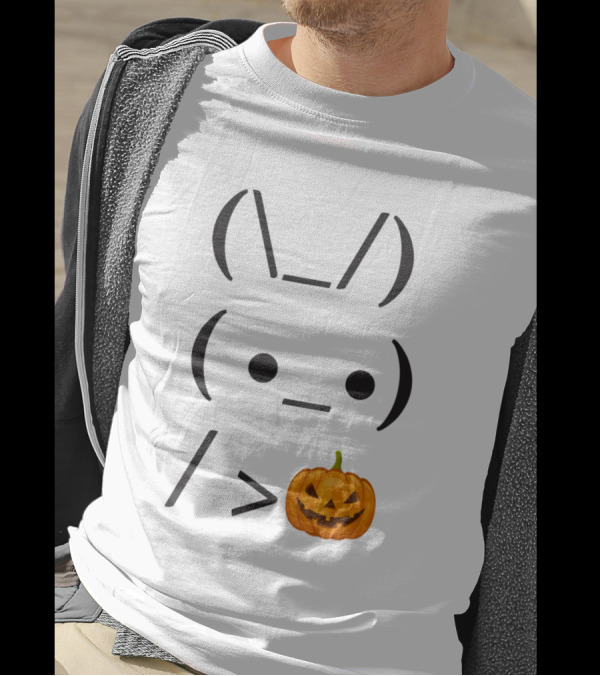 Ascii Bunny Holding Pumpkin Rabbit Art Trend T-Shirt