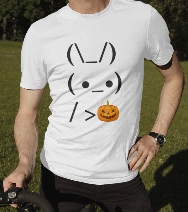 Ascii Bunny Holding Pumpkin Rabbit Art Trend T-Shirt