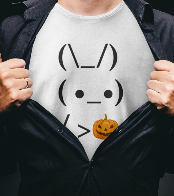 Ascii Bunny Holding Pumpkin Rabbit Art Trend T-Shirt