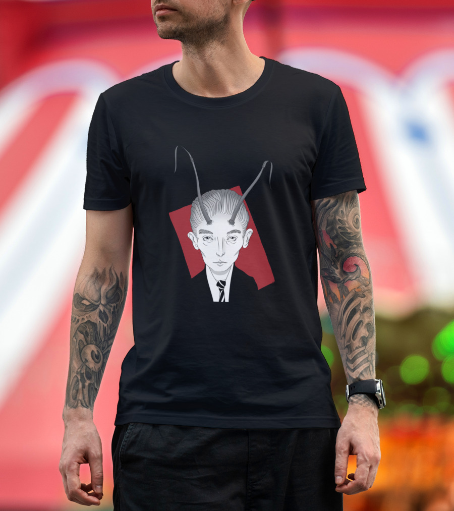 Franz Kafka Metamorphosis Illustrated with Insect Antennae T-Shirt