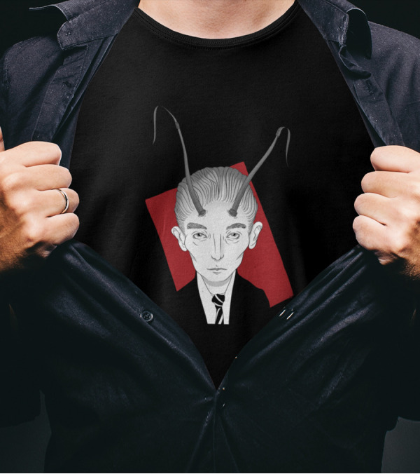 Franz Kafka Metamorphosis Illustrated With Insect Antennae T-Shirt