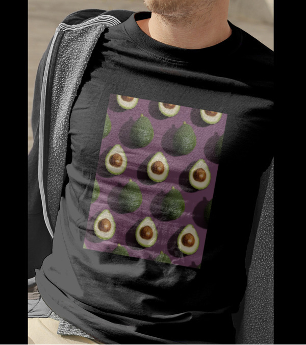 Photo Of Avocados In A Pattern On A Purple Background T-Shirt