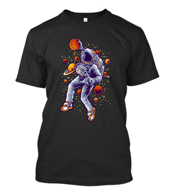 Slam Dunk Vector Space Astronaut Basketball Planets T-Shirt