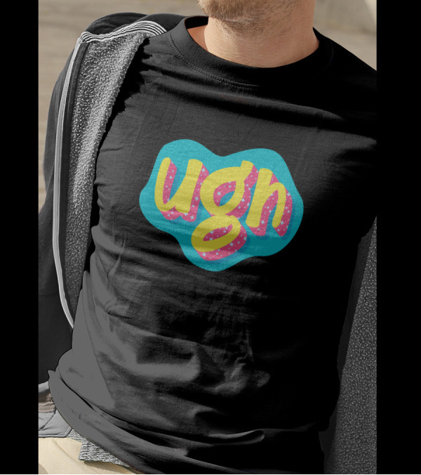 Ugh Sparkly Text On Teal Blob T-Shirt