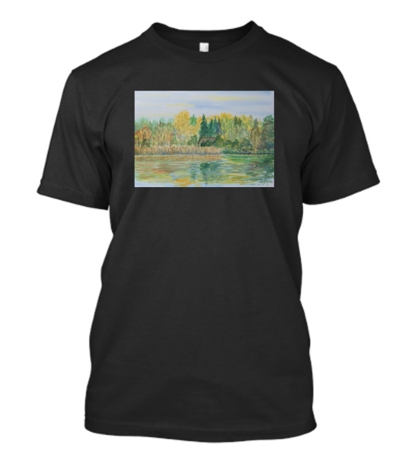Tranquil Lakeside Reflections Of Autumn In Trakai Lithuania T-Shirt