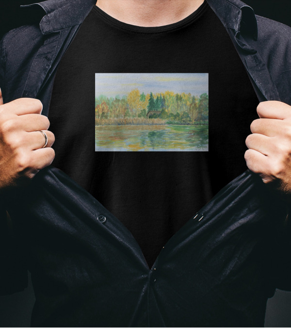 Tranquil Lakeside Reflections Of Autumn In Trakai Lithuania T-Shirt